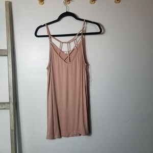 NWOT JODIFL WOMEN'S PINK SPAGHETTI STRAP BLOUSE SIZE LARGE